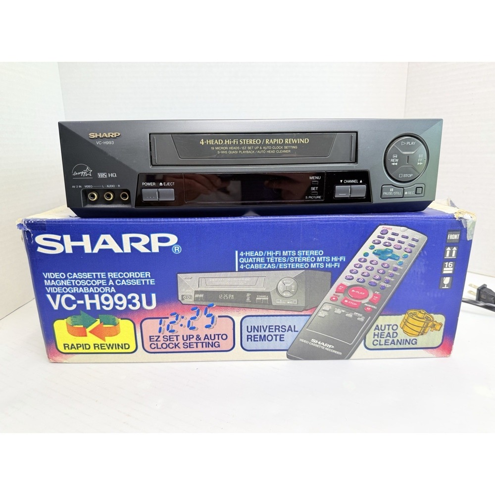 Sharp VC-H993U 4-Head Hi-Fi Stereo VHS VCR Tested Works No Remote w/ Box